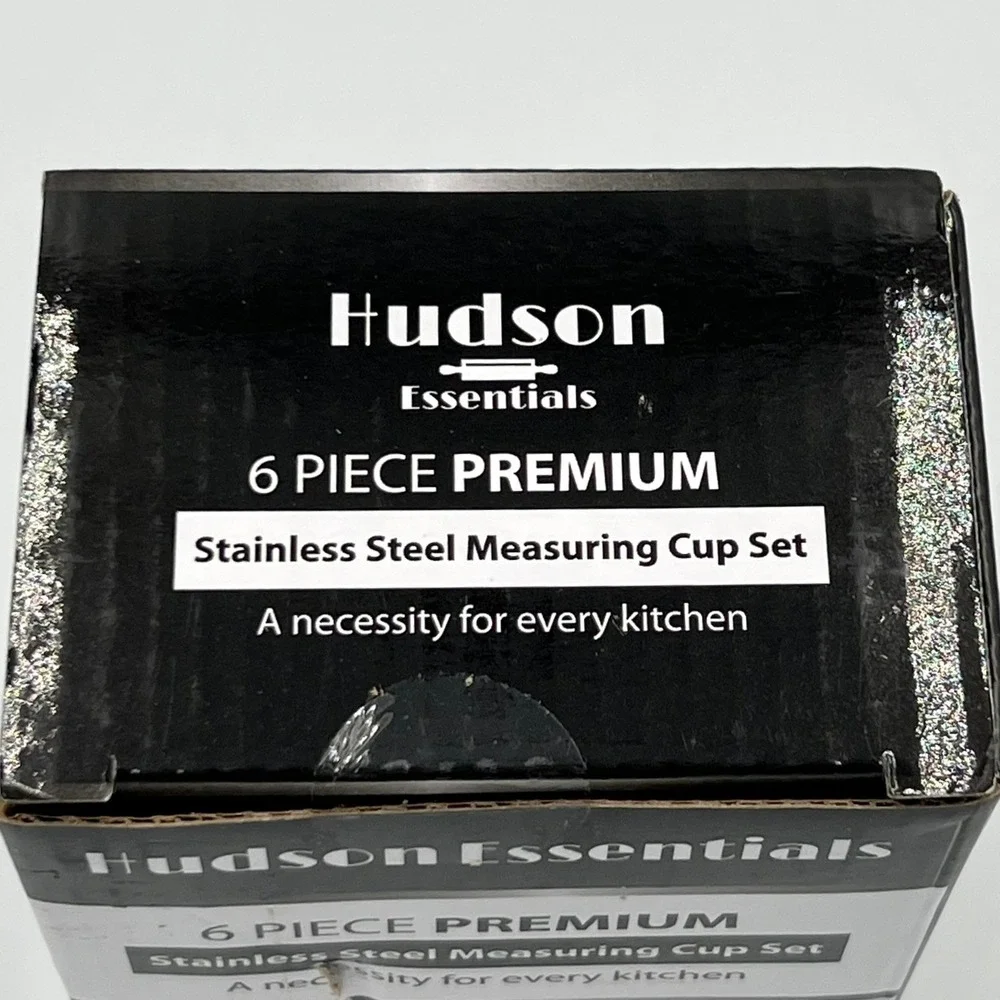Hudson Essentials Stainless Steel Measuring Cups Set 6 Piece Silver New